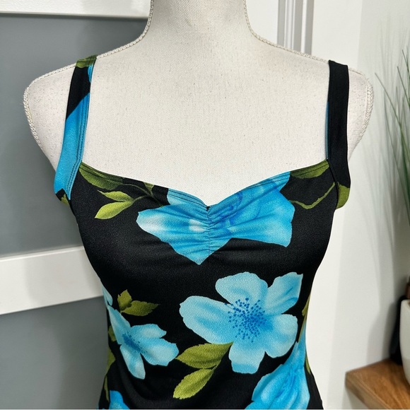 VTG XOXO Blue Black Floral 2 Piece Top & Skirt Small & Medium Retro Y2k GUC READ - Picture 4 of 9